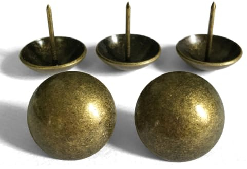 80 puntine da tappezzeria grandi da 2,5 cm, in ottone, design vintage, chiodi decorativi, porta del fienile, perni per persiane della fattoria, diametro 25 mm x lunghezza 25 mm (ottone)