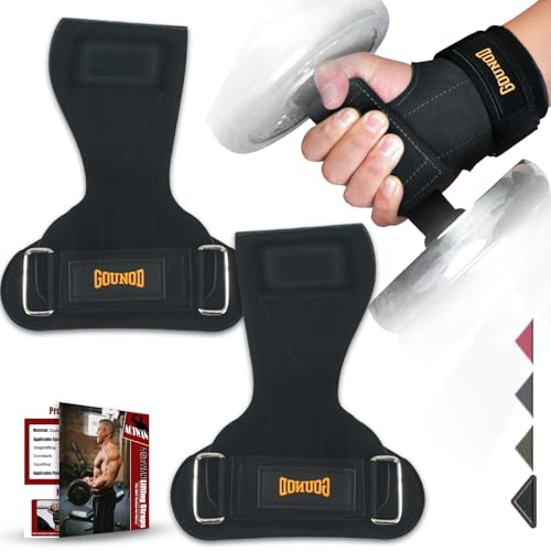 AOTWAN Zughilfen Krafttraining, Zughilfen aus Doppellagigem Rindsleder, Lifting Straps für Bodybuilding & Fitness, Handgelenkschutz, Zughilfen Gym für Frauen und Männer