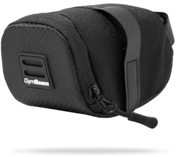 GymBeam Fahrrad Satteltasche – MTB Tasche für Rennrad, Gravel- und Mountainbikes, Unter-Satteltasche mit 500 ml Volumen, Reißverschluss, 2 Klettverschlüssen, Polyester, schwarz