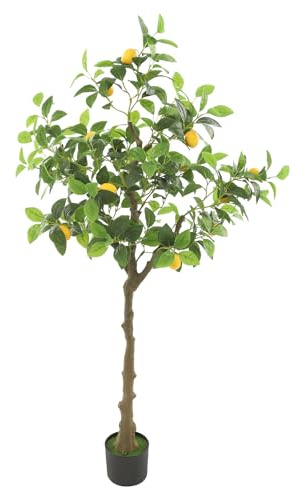 Caskunbsy Limonero artificial, 150 cm, planta artificial, decoración de limonero con maceta, planta artificial para salón, oficina con frutas y musgo realistas (maceta de 15 x 13 cm)