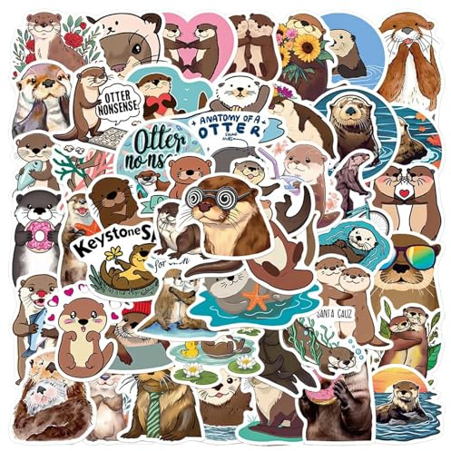 JOOTUEPO 50 Stück Otter Aufkleber Eurasian River Otter Stickers Skateboard Graffiti Aufkleber Teens und KinderWasserdichte Vinyl Aufklebers für Motorräder Fahrrad Snowboard Gepäck Laptop Auto Koffer