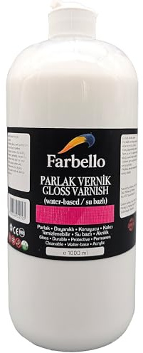 Farbello Glanzlack auf Wasserbasis 1000 ml – Acryl Klarlack, Schutzlack für Acrylfarben, Holz, Leinwand & Bastelarbeiten – Dauerhaft, abwaschbar, transparent trocknend (1000ml)