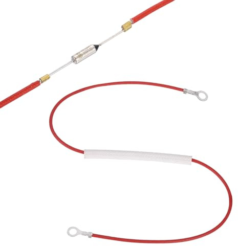 QUARKZMAN Fusible Thermique Universel Pour Cuiseur à Riz 240°C 10A 250V | Fusible Thermique Métallique Avec Bornes à Anneaux Aux Deux Extrémités Et Gainage En Fibre De Verre