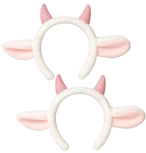 ZYLOUY 2 Stück Schaf Stirnband mit Flauschige Schafhörnern und Ohren, Weißes Schafkostüm Haarband Erwachsene, Süße Lammkostüm Zubehör für Karneval Verkleidungspartys Fotoshootings Cosplay