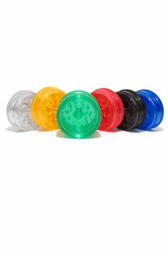 6 Pack Durable Hand Grinder Set, 3 Part Plastic Herb and Spice Grinder, Shark Teeth, Multicoloured