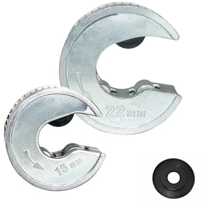 Pipe Cutter Set 15mm & 22mm, Copper Pipe Slice Tube Cutter with Zinc Alloy Body, Compact Plumbing Tool for Heating & Water Pipe Cutting
