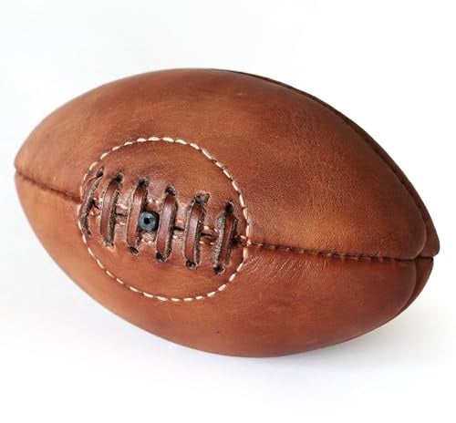 Handgefertigter Vintage Rugbyball aus Leder – Klassischer Wurfball Retro-Sport Sammlerstück Deko Echtleder