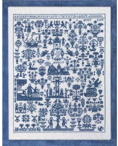 Permin Kreuzstich Stickpackung Sampler Hamburg blau Zählmuster