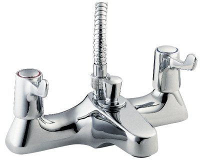 Deva DLT106 Lever Action Deck Mounted Bath Shower Mixer Tap with Chrome Finish