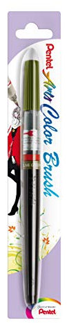 Pentel Arts Colour Brush, Olive (dye) ink, 1 blister of 1 paint brush, XGFL-115X