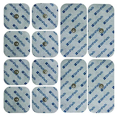 Stimpads EMS und TENS Elektroden Pads kompatibel mit Compex-Geräte-Klebeelektroden geräte Mix 12er-Pack 50X50 und 50X100mm mit doppeltem 3,75mm Easy Snap-Zertifiziertes Medizinprodukt von Motron NV