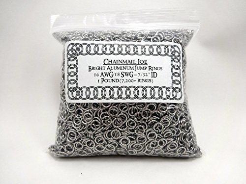1 Pound Bright Aluminum Chainmail Jump Rings 18G 7/32 ID (7200+ Rings)