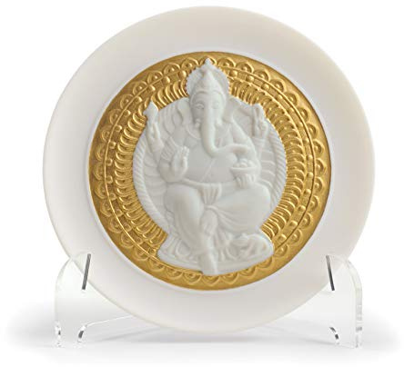 LLADRÓ Assiette décorative Lord Genesha. Lustre doré