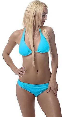 ROCK-IT Apparel Bikini Damen Set I Bikinioberteil Set mit Bikinihose I Triangel Bikini mit Push up Pads zum rausnehmen I Farbe Türkis (Slip XL - Top XL)
