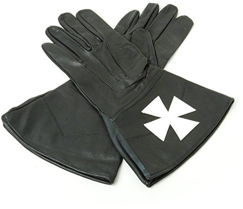 Freimaurer schwarz Ritter Malta Leder Handschuhe L