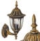 Außenwandleuchte Ribadeo, Wandlampe aufwärts in antikem Look, Aluguß in Schwarz/Gold m. Klarglas-Scheiben, Wandleuchte m. E27-Fassung, Retro/Vintage Außenleuchte für Terrasse u. Hof, ohne Leuchtmittel