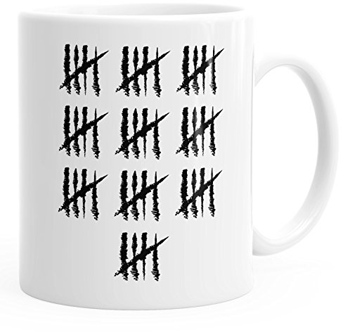MoonWorks Kaffee-Tasse 50 Geburtstag Strichliste Striche Jubiläum Jahrgang Geschenk Alter einfarbig weiß Unisize