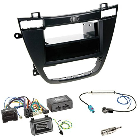 Radioblendenset mit LFB Adapter: 2-DIN Radioblende in schwarz mit Fach + ISO Adapter • Antennenadapter für Opel Insignia (OG-A/GMIK) 2008-2013