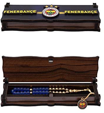 Gök-Türk Box Schatulle aus Holz Handgemacht & Tesbih Gebetskette 'Fenerbahce' für Fußballfans, ColorName:ohne Gravur