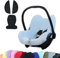BAMBINIWELT KOMBI-ANGEBOT Sommerbezug, Schonbezug, Bezug aus Frottee + Gurtpolster für Maxi Cosi CabrioFix (hellblau +schwarz)