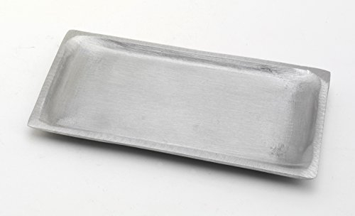 Kerzenteller rechteckig Messing vernickelt Silber matt satiniert (Innen 17 x 9 cm) für Kerzen, Hochzeitskerzen, Taufkerzen, Anlasskerzen