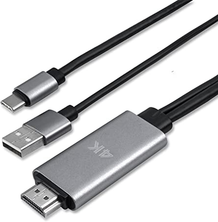 4smarts Aktiver Adapter USB-C auf HDMI 4K (DeX und Easy Projektion) mit USB-A Ladekabel 1,8m