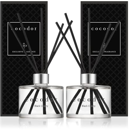 Cocod'or [COCODOR/Black Cherry Signature Reed diffusers Oil with a Set of 5 Fiber Sticks, 200ml*2Packs, Best for Home, Kitchen, Bathroom. A Wide Variety of scents for Aromatherapy, Good for Gifts.