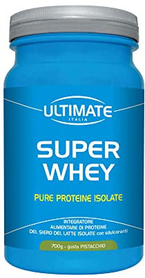 Ultimate Italia - Super Whey - 700g - gusto pistacchio - Proteine del siero del latte isolate e microfiltrate per un'assimilazione rapida e completa, senza glutine