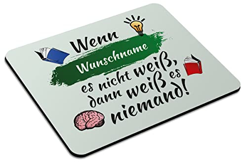 PhotoFancy Mousepad mit Namen personalisiert - Mauspad mit eigenem Text oder Namen gestalten (24 x 19, Wissen)