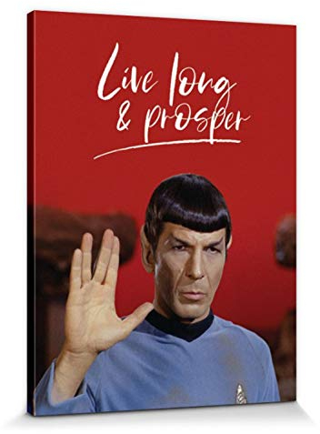1art1 Star Trek Poster Mr Spock, Lebe Lang Und In Frieden Bilder Leinwand-Bild Auf Keilrahmen | XXL-Wandbild Poster Kunstdruck Als Leinwandbild 80x60 cm