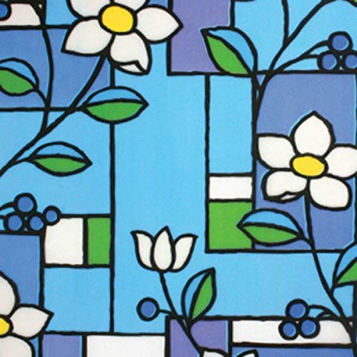 StickersLab – Película de privacidad con efecto colorido de flores para ventanas, cristales autoadhesivos, anti-UV, control del calor