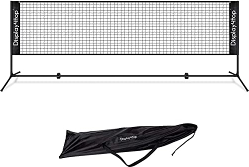 display4top Adjustable Foldable Portable Badminton Net Set - Net for Tennis, Pickleball, Kids Volleyball - Easy Setup Nylon Sports Net with Poles - For Indoor or Outdoor Court, Beach, Driveway (3m)