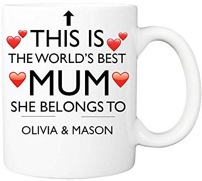 Personalised Mothers Day Gifts Coffee Cup/Mug - This is The World Best Mum - Novelty Office, Birthday, Mother's Day, Christmas Coffee Gift Tea Cup Present