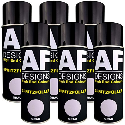 Alex Flittner Designs 6X Spritzfüller Spritzspachtel Spraydose grau Dickschicht Füller Autolack Grundierung Filler Primer Haftgrund