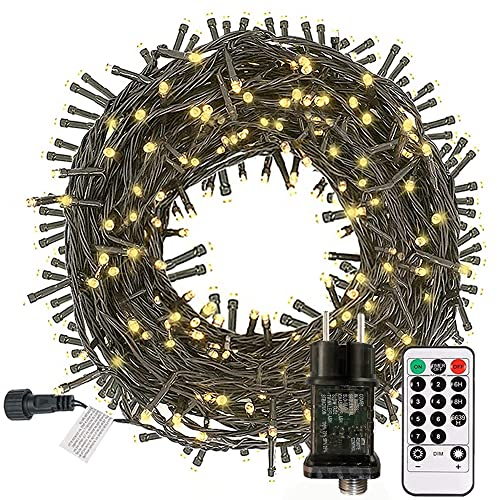 Lichterkette Strom 25M 200 LED mit Fernbedienung Timer Merkfunktion Steckdose IP65 Wasserdicht für Innen und Außen,Niederspannung, Warmweiß für Party, Weihnachten, Garten