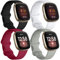 JUVEL Correa Compatibles con Fitbit Versa 3 Correa/Fitbit Sense Correas, 4 Pack Muñequeras Deportivas de Silicona Suave de Repuesto para Mujeres Hombres, Pequeño, Negro/Gris/Vino Rojo/Blanco