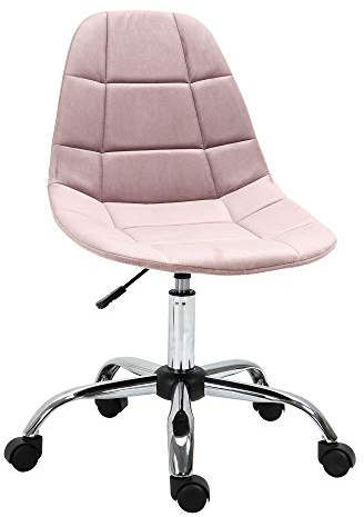 Vinsetto Sedia da Ufficio Girevole, Design Ergonomico e Regolabile Senza Braccioli, Rosa, 59x59x81-91cm