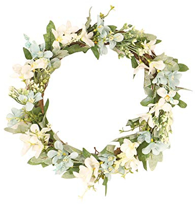 Julhold Türkranz Wandkranz Kunstblumendeko Verschiedene Sorten Europäische Blüten-Köpfe Tee Blumenkranz für Hochzeit Party Garten Wanddekoration (A-1)