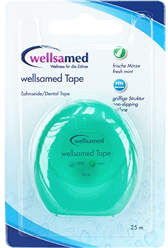 wellsamed Zahnseide Tape, Tape Mint, Zahnband Minze, Dental Floss, Minzgeschmack (25m)