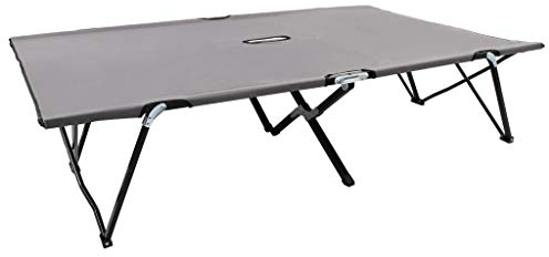 Gecheer Sonnenliege Klappbar für 2 Personen Campingbett Reisebett Liege Relaxliege Gartenliege Klappbett Campingliege Gästebett Feldbett 193 x 125 x 40 cm (L x B x H),Grau Stahl 240kg