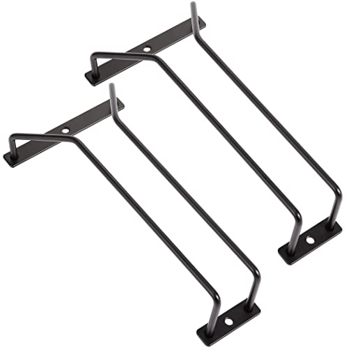 Dianoo 2pcs Wine Glass Rack Under Cabinet Black, Metal Wine Glass Holder, Stemware Rack Under Shelf, Wine Glasses Storage Hanger, 22.5cm