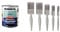 Ronseal 10 Year Weatherproof 2 in 1 Wood Paint Black Satin 750ml and Harris Essentials Walls & Ceilings Paint Brush Set | Pack of 5 | 0.5, 1, 1.5, 2