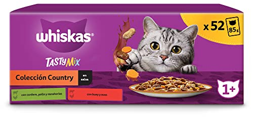 Whiskas Tasty Mix Nassfutter für Katzen, Erwachsene, Kollektion Country in Sauce, 13 x 4 x 85 g, Beutel