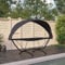 WIFESE 274x114,5x171 cm Garten Hängematte Outdoor mit Gestell und Abnehmbares Dach Gartenbett Sonnenliege Lounge Bett Tagesliege Garten Liege Gartenmöbel Schwarz Stahl und Oxford Gewebe