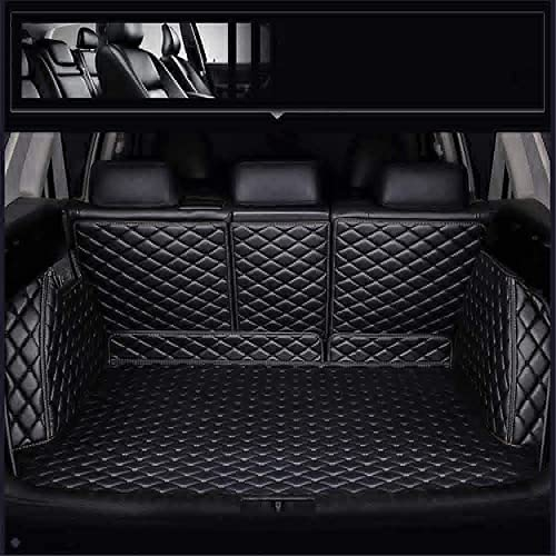 AUJAN Auto Leder All Inclusive Kofferraummatten für Jeep Compass II 2021 2022+ Langlebig Wasserdicht Antirutsch Schutzmatten Teppiche ZubehöR,All Black