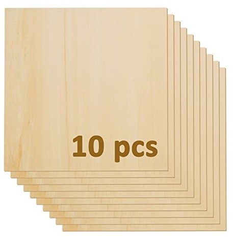OUYZGIA 10 Stück Sperrholz-Lindenholz-Blätter, 28x28x0.3 cm, 3 mm Sperrholzplatte zum Laserschneiden, Gravur, Handwerk, unlackierte Holzplatten für DIY-Malerei, Modellierung (280x280x3 mm, 10 Stück)