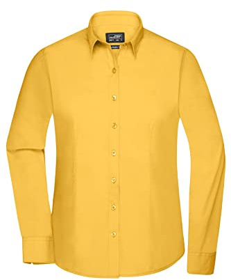 James & Nicholson Damenbluse Poplin Langarm - Taillierte Bluse in pflegeleichtem Materialmix