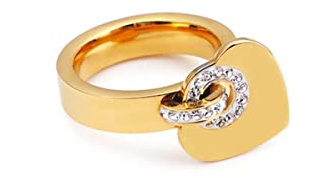 YAHOYA Love Charm Ring für Frauen Roségold Silber Farbe Edelstahl Herz Anhänger Ring mit glänzendem Zirkonia Liebe Geschenk Schmuck Ring