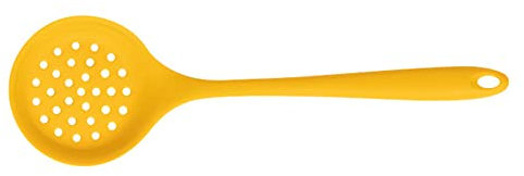 Ustensiles de cuisine en silicone jaune avec trous