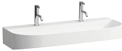 LAUFEN Sonar Aufsatzwaschtisch, 2 Hahnlöcher, ohne Überlauf, 1000x420mm, geschliffen, H8163470001151, Farbe: Weiß